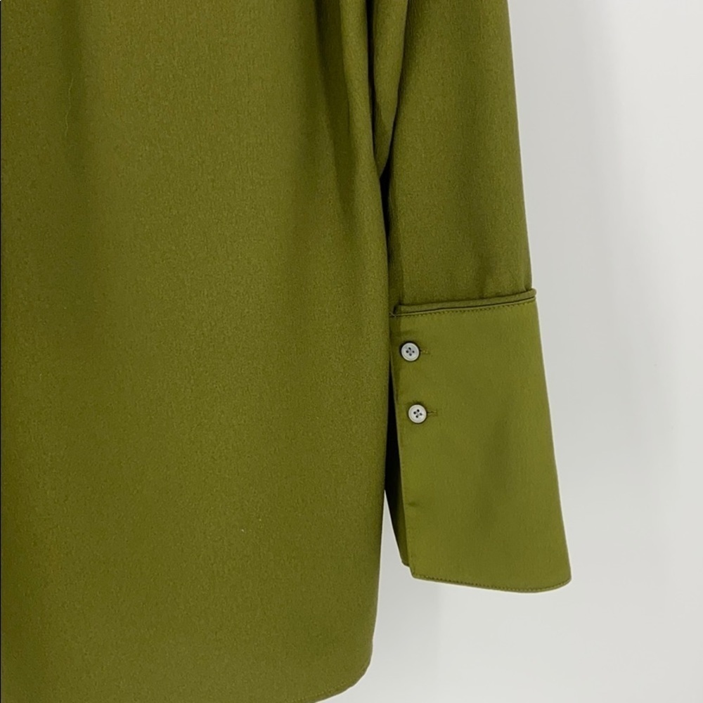 J Crew Green SZ M Tunic V Neck Satin Trim Top blouse SZ M - Picture 4 of 10